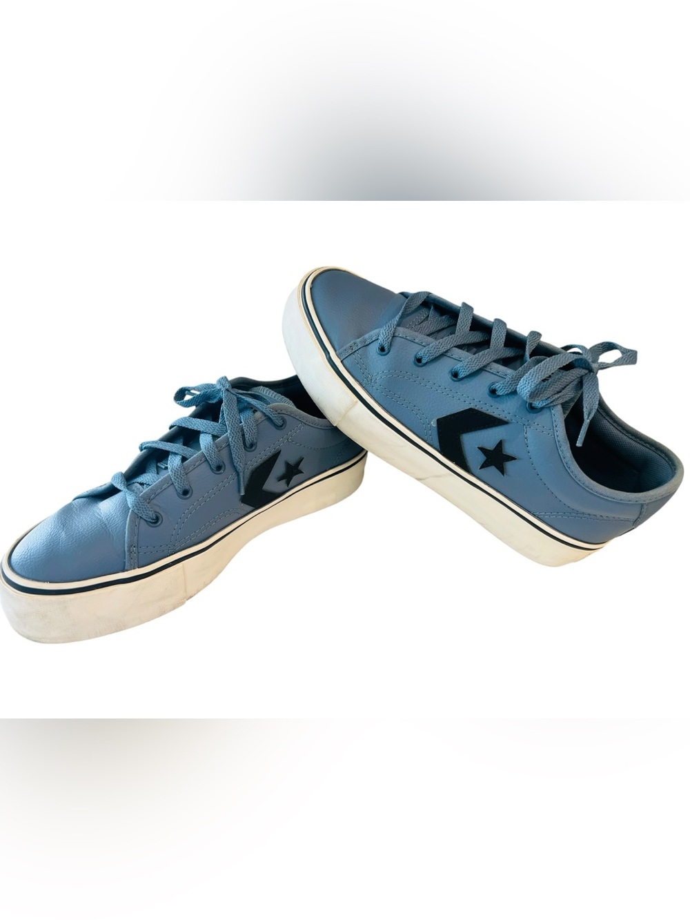 Converse Star Replay Platform Sneakers Blue Faux Leather Women’s Size 9
